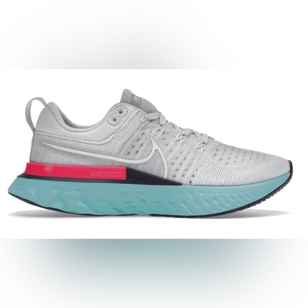Nike Men’s React Infinity Run Flyknit 2 Running Shoe - White/Teal/Pink